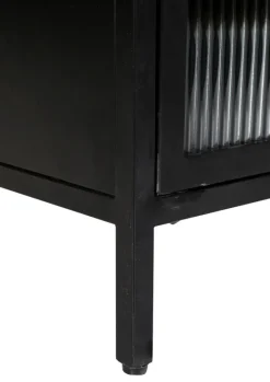 Sideboard 140 x 72 cm Platte Marmor weiß/Türfront Strukturglas