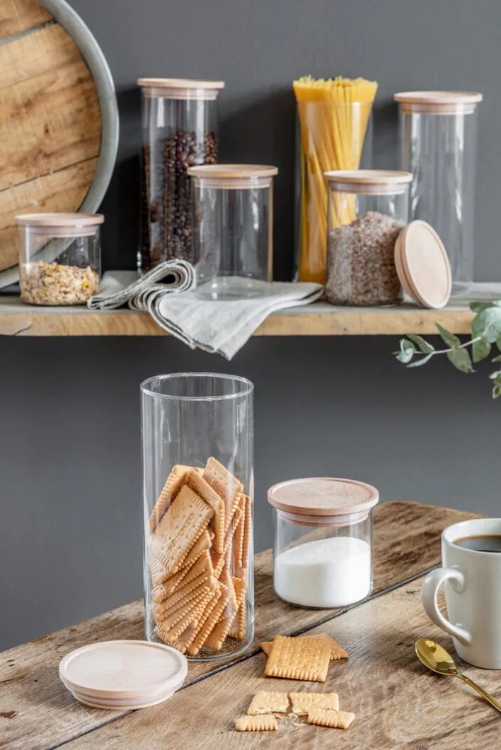 SIMAX Vorratsglas mit Holzdeckel 1500 ml Sicherheitsglas transparent