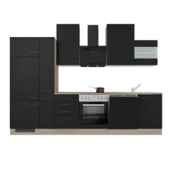 Singleküche MARY Touch Schwarz/Endgrain Oak ca.310x234x60 cm