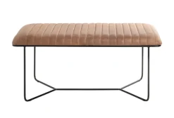 Sitzbank 100 x 48 cm Lederbezug braun/schwarz
