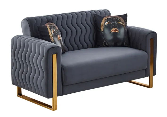 Sofa 2-Sitzer LUANDA grau-blau