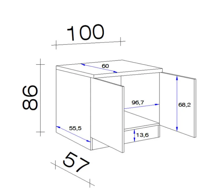 Spülenunterschrank MEGGIE 100 x 85 x 57 cm weiß