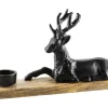 Teelichthalter BLACK FOREST Mango Holz/Aluminium 30 x 18 x 7 cm Braun/Silberfarbig