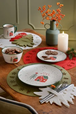 Tisch- und Platzset MERRY CHRISTMAS Filz Ø 38 cm Weiß