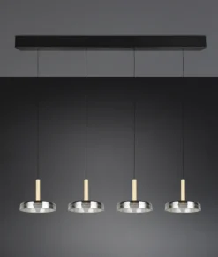 TRIO LED Balkenpendel CELESTE 4-flg schwarz /Rauchglas