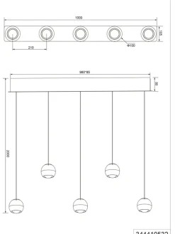 TRIO LED Balkenpendel TRS ORBIT 100 cm schwarz /coffee