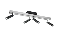 TRIO LED Deckenlampe mit 4 Spots ZENO 85-133 cm Alu /schwarz