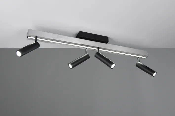 TRIO LED Deckenlampe mit 4 Spots ZENO 85-133 cm Alu /schwarz