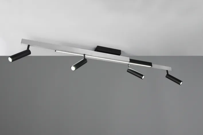TRIO LED Deckenlampe mit 4 Spots ZENO 85-133 cm Alu /schwarz