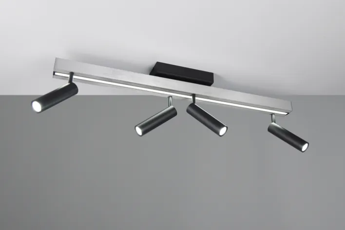 TRIO LED Deckenlampe mit 4 Spots ZENO 85-133 cm Alu /schwarz