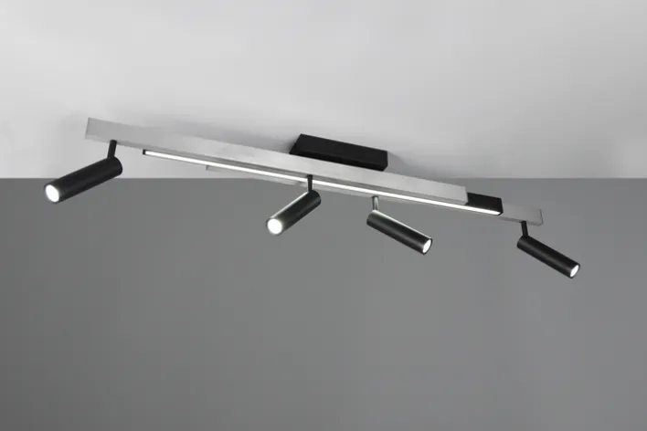 TRIO LED Deckenlampe mit 4 Spots ZENO 85-133 cm Alu /schwarz