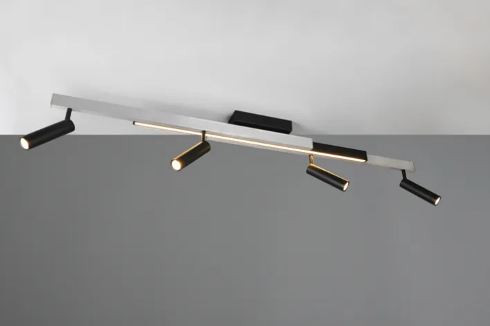 TRIO LED Deckenlampe mit 4 Spots ZENO 85-133 cm Alu /schwarz