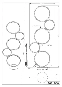 TRIO LED Stehlampe RONDO 115 cm schwarz