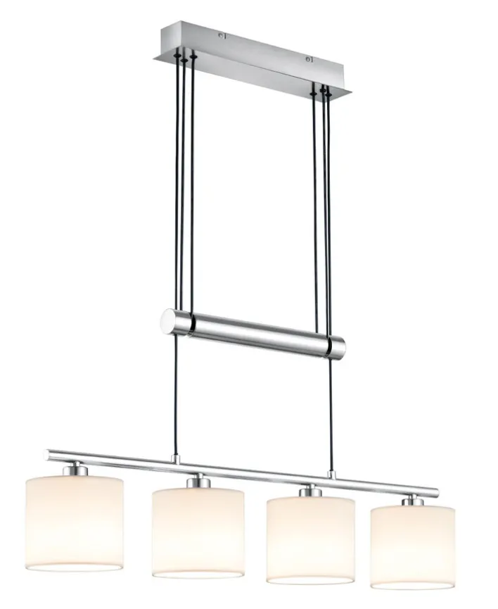 TRIO Retrofit Pendellampe GARDA 4 flg nickelfarbig /weiß