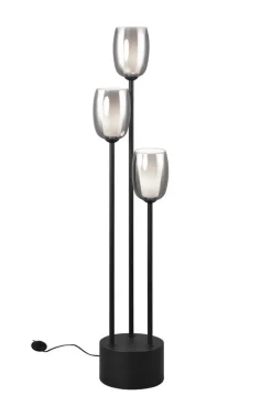 TRIO Retrofit Stehlampe TRS BARRET 140 cm schwarz /rauchfarbig