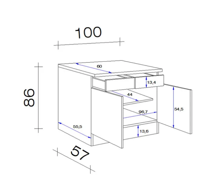 Unterschrank NEO US100 100 x 86 x 57 cm weiß