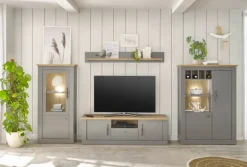 Vitrine CHAMBORD 68 x 142 cm hellgrau/braun