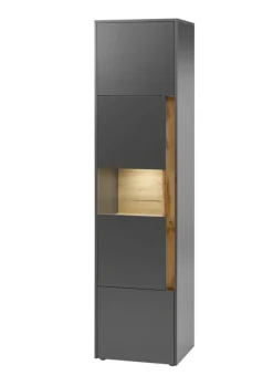 Vitrine CITY 50 x 200 cm Anthrazit/Wotan Eiche Dekor