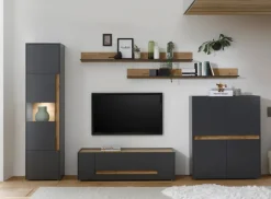 Vitrine CITY 50 x 200 cm Anthrazit/Wotan Eiche Dekor