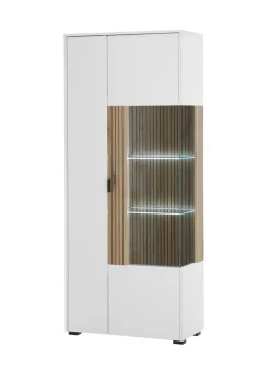 Vitrine HUDSON 75 x 180 cm weiß/braun