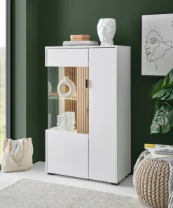 Vitrine HUDSON 75 x 125 cm weiß/braun