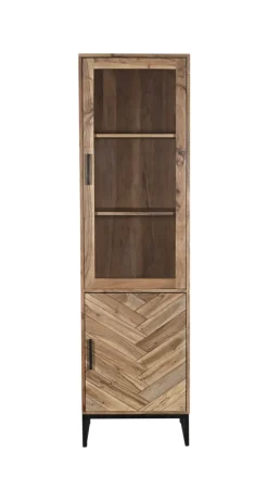 Vitrine LUANDA 50 x 180 cm Massivholz Akazie natur/schwarz