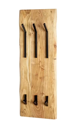 Wandgarderobe 36 x 100 cm Akazie Massivholz/schwarz