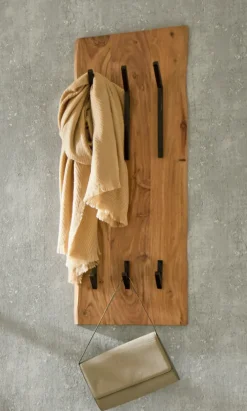 Wandgarderobe 36 x 100 cm Akazie Massivholz/schwarz