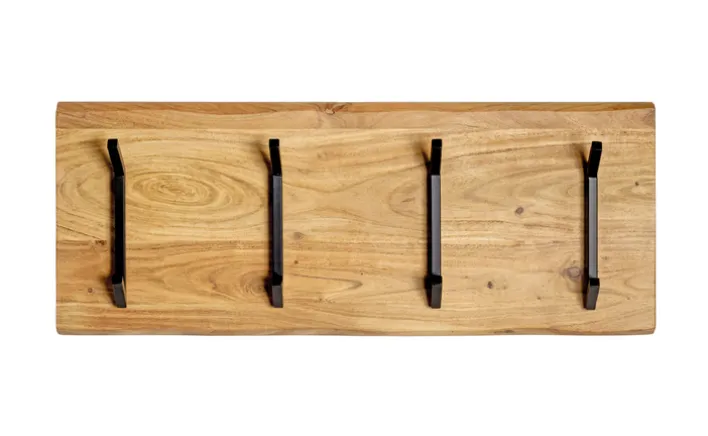 Wandgarderobe 90 x 36 cm Akazie Massivholz/schwarz