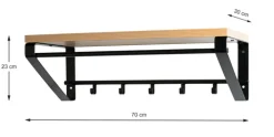 Wandgarderobe 70 x 23 cm Schwarz/ Eiche