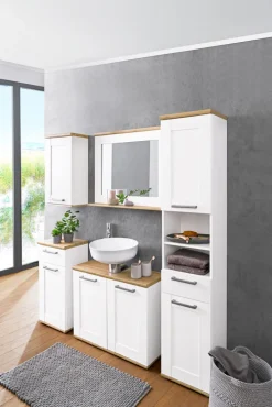 Waschbeckenunterschrank CASA 80 x 66 cm braun/ weiß