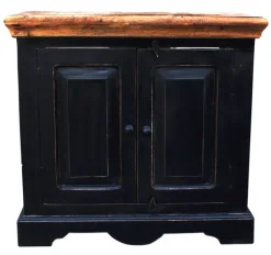 Waschbeckenunterschrank schwarz Mangoholz massiv