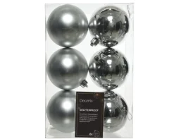 Weihnachten Weihnachtskugel Mix 6tlg. bruchfest 8 cm Silberfarbig