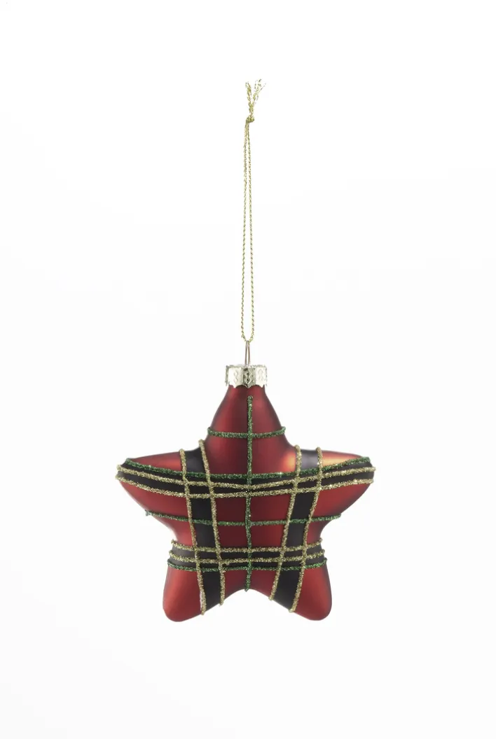 Weihnachtsbaumschmuck MERRY CHRISTMAS Glas 8,7 x 8,7 x 8,6 cm Rot/Grün/Goldfarbig