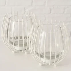 Windlicht Set LAVAL 4-teilig weiß