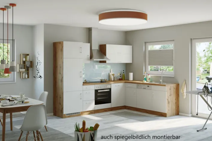 Winkelzeile ODENSE 210 x 270 cm Wotan-Eiche Dekor/ Weiß
