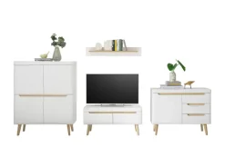 Wohnkombination 16 SVANTE TORGE 4-teilig Weiß matt/Braun 344 x 170 cm