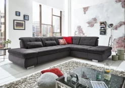 Wohnlandschaft LANCE 323 x 260 cm Stoffbezug belle black
