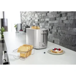 ZWILLING Toaster ENFINIGY kurz silberfarbig mit Brötchenaufsatz